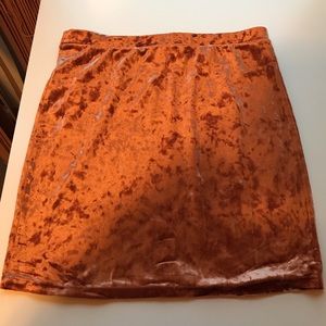 Crushed Orange Velvet Mini Skirt